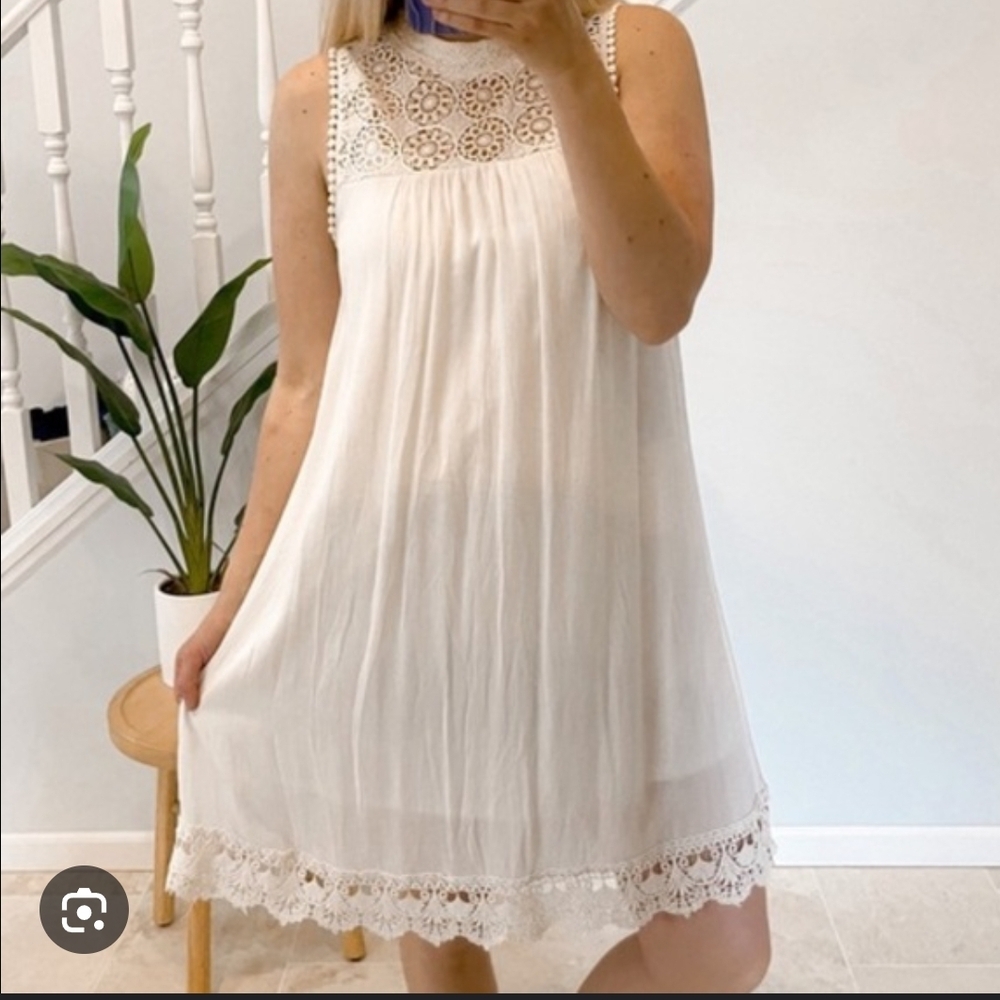 Hint of Mint Cream Smocked Sundress for Wedding Guest